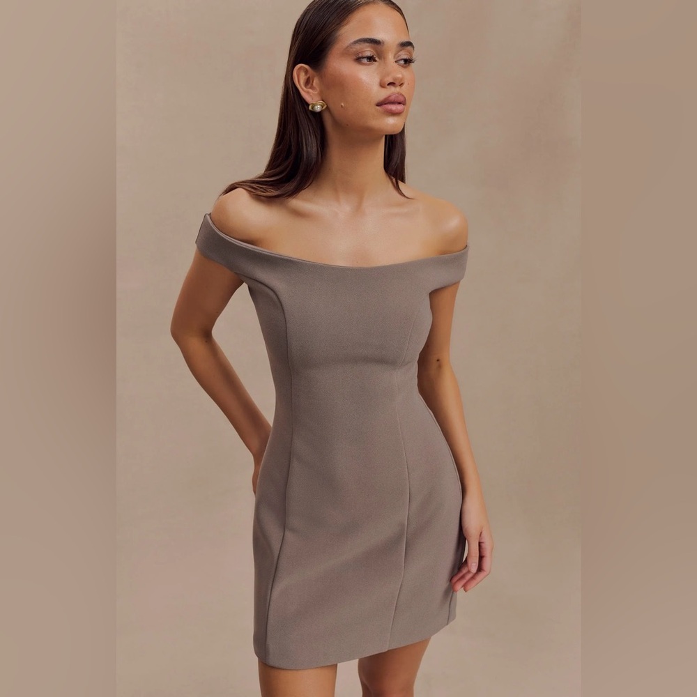 Meshki Off Shoulder Mini Dress - Smoke
